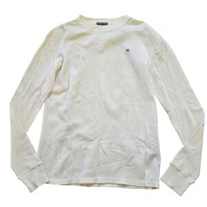 Polo Jeans Co Ralph Lauren Cream Waffle Knit Thermal Long Sleeve Shirt Medium